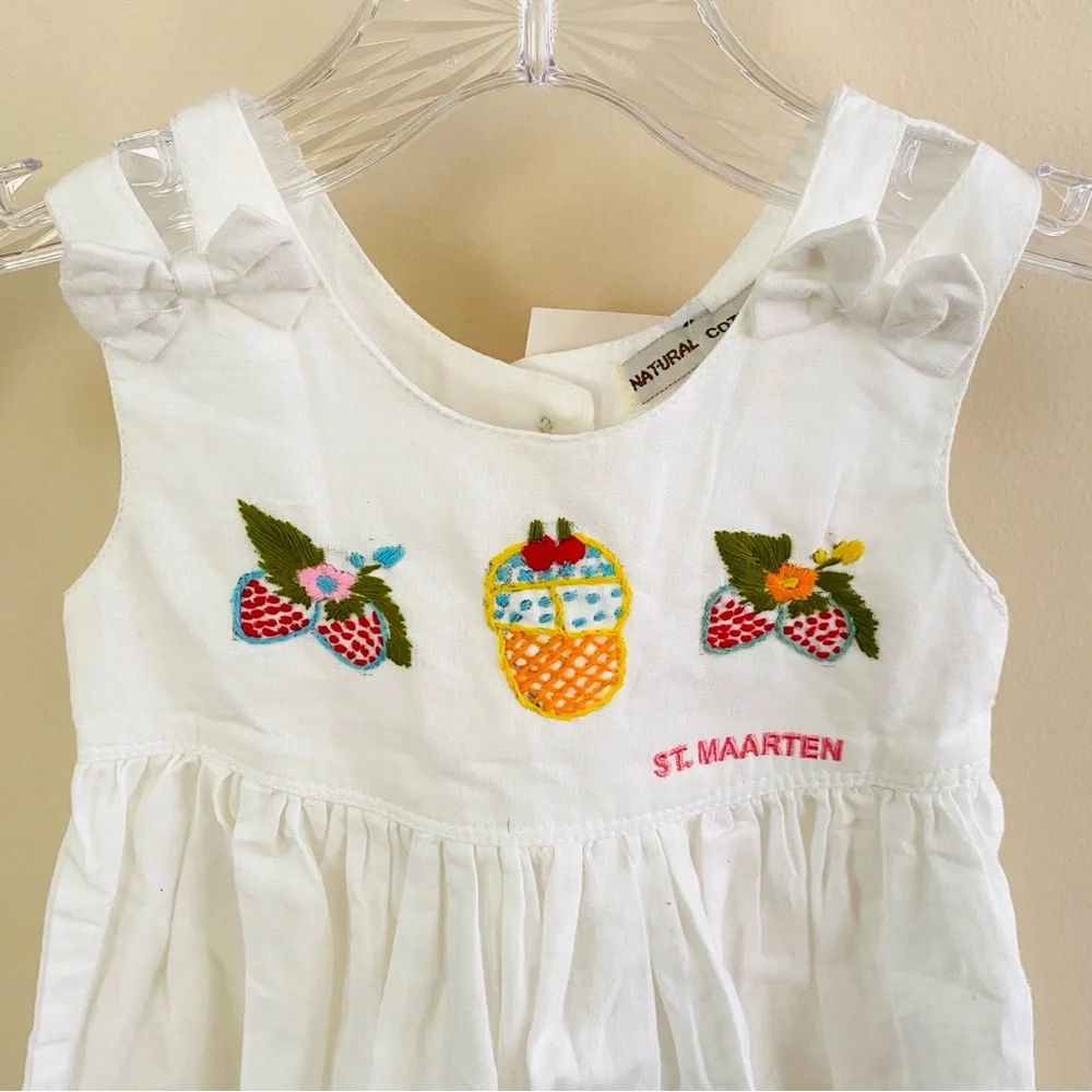 Girls Toddler Dress 100% Cotton Summer Sun Party Dress Vacation Small White New